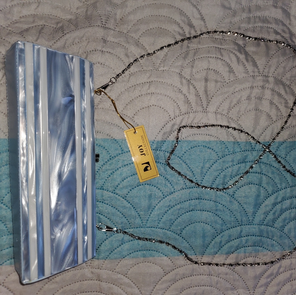 Joymax purse. Baby blue and White  with 2 chains